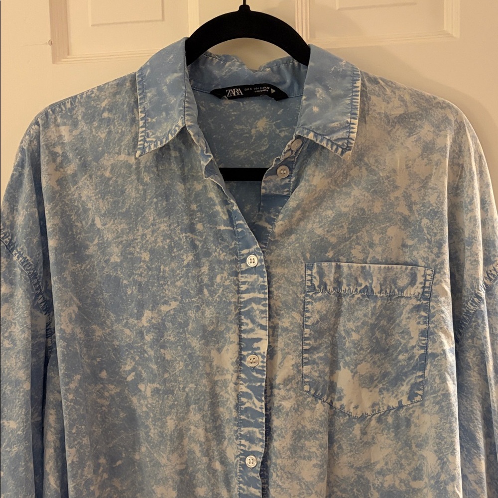 Zara Light Blue Acid-washed Button Down Shirt - Picture 3 of 4